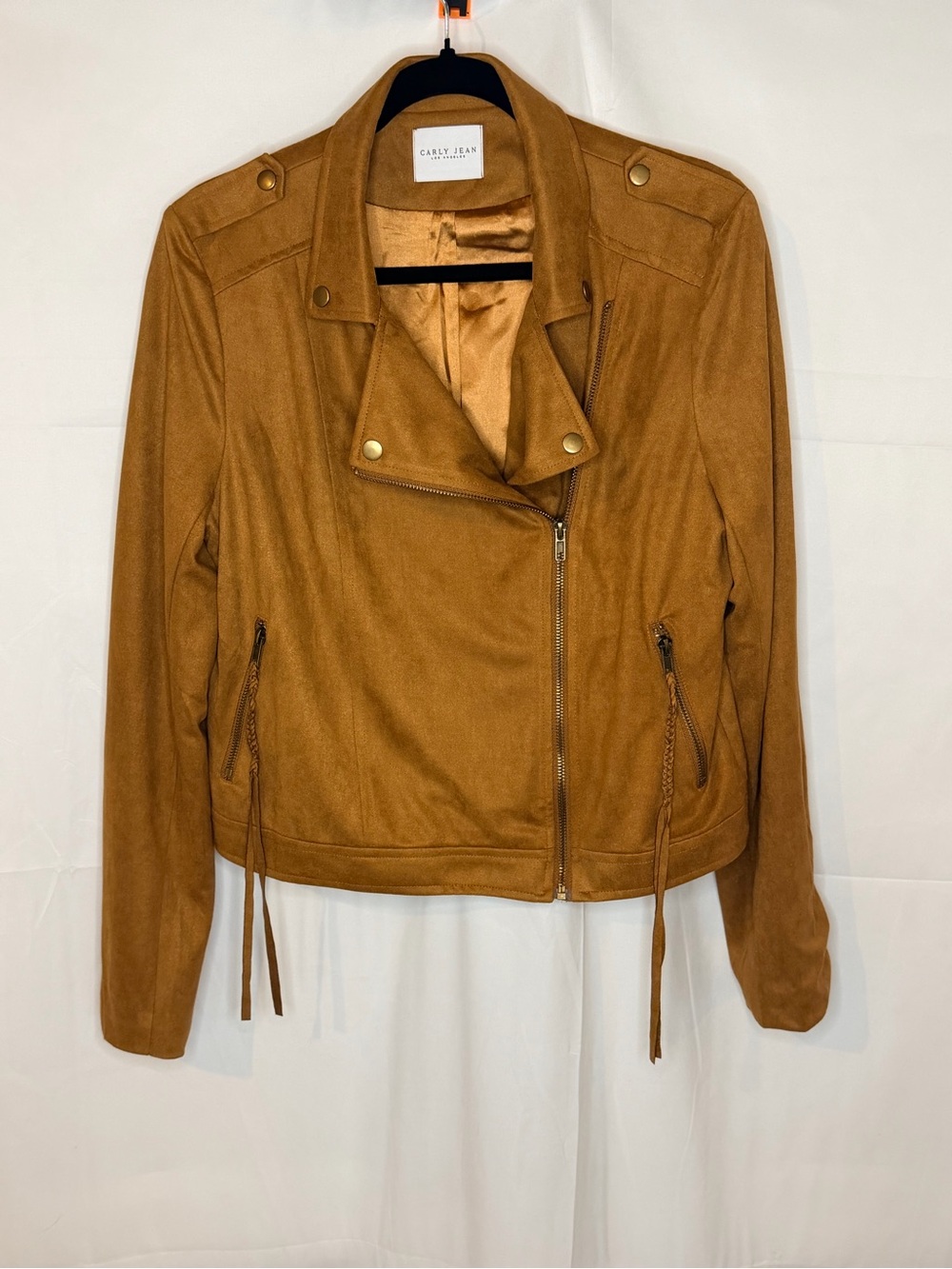 CJLA Tan Faux-Suede Moto Jacket